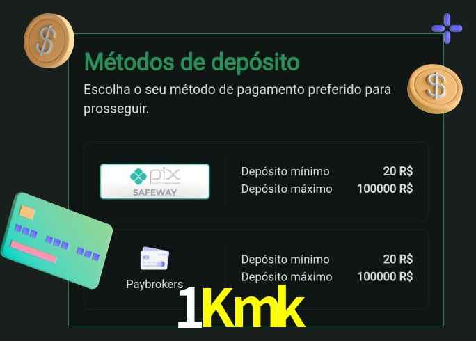 O cassino 1Kmk oferece uma grande variedade de métodos de pagamento